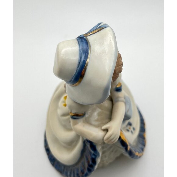 Vintage Porcelain Bell Girl in a Blue Dress Southern Belle Hand Painted Taiwan - Picture 8 of 8